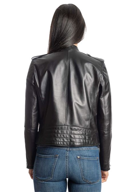 Black leather biker jacket PK BY PASKAL | 600NAPPA-NERO